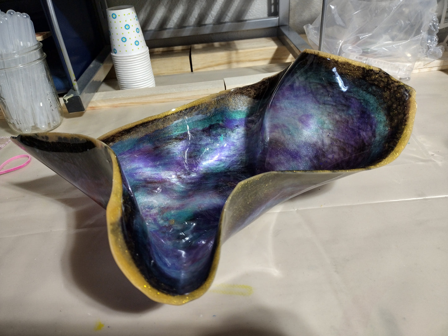 Colorful Cosmic Resin Bowl